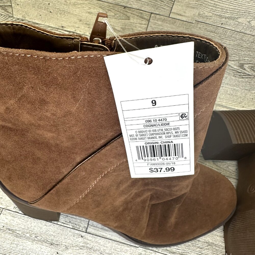 NWT Women's Universal Thread Size 9 Brown Ankle Booties Side Zip 3" Block Heels - Picture 6 of 11